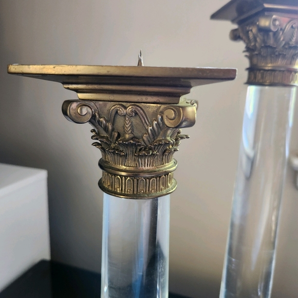 Set of 3 Brass/Lucite Vintage Candleholders - Picture 3 of 3